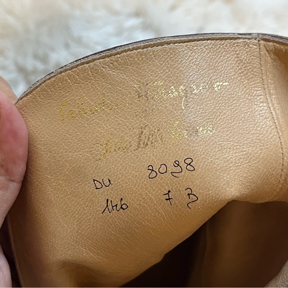 Salvatore Ferragamo Brown Ankle Boots with Gold Buckle - Picture 10 of 11